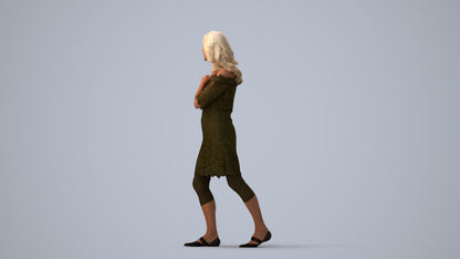3D scanned senior woman business casual, photorealistic archviz people for Enscape and SketchUp, three-quarter view render