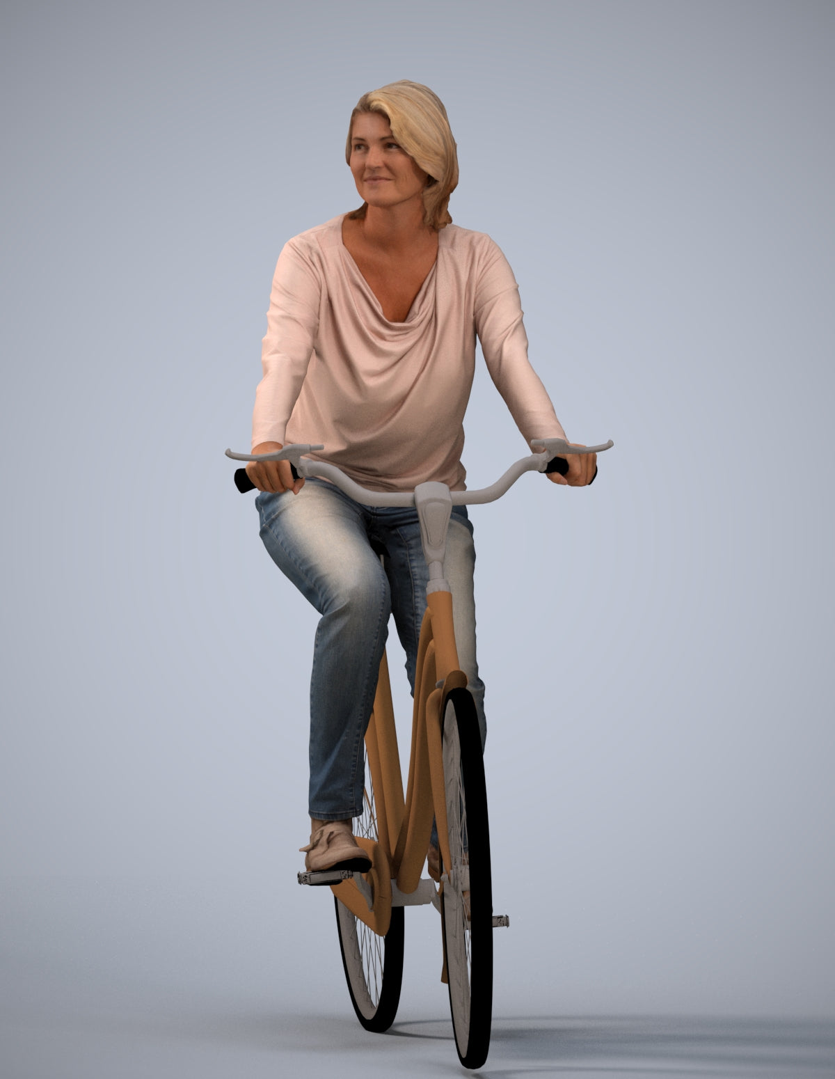 3D people model woman casual cycling, scanned human for 3ds Max rendering