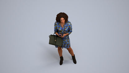 3D scanned woman standing casual, photorealistic archviz people for Enscape and SketchUp, back view render