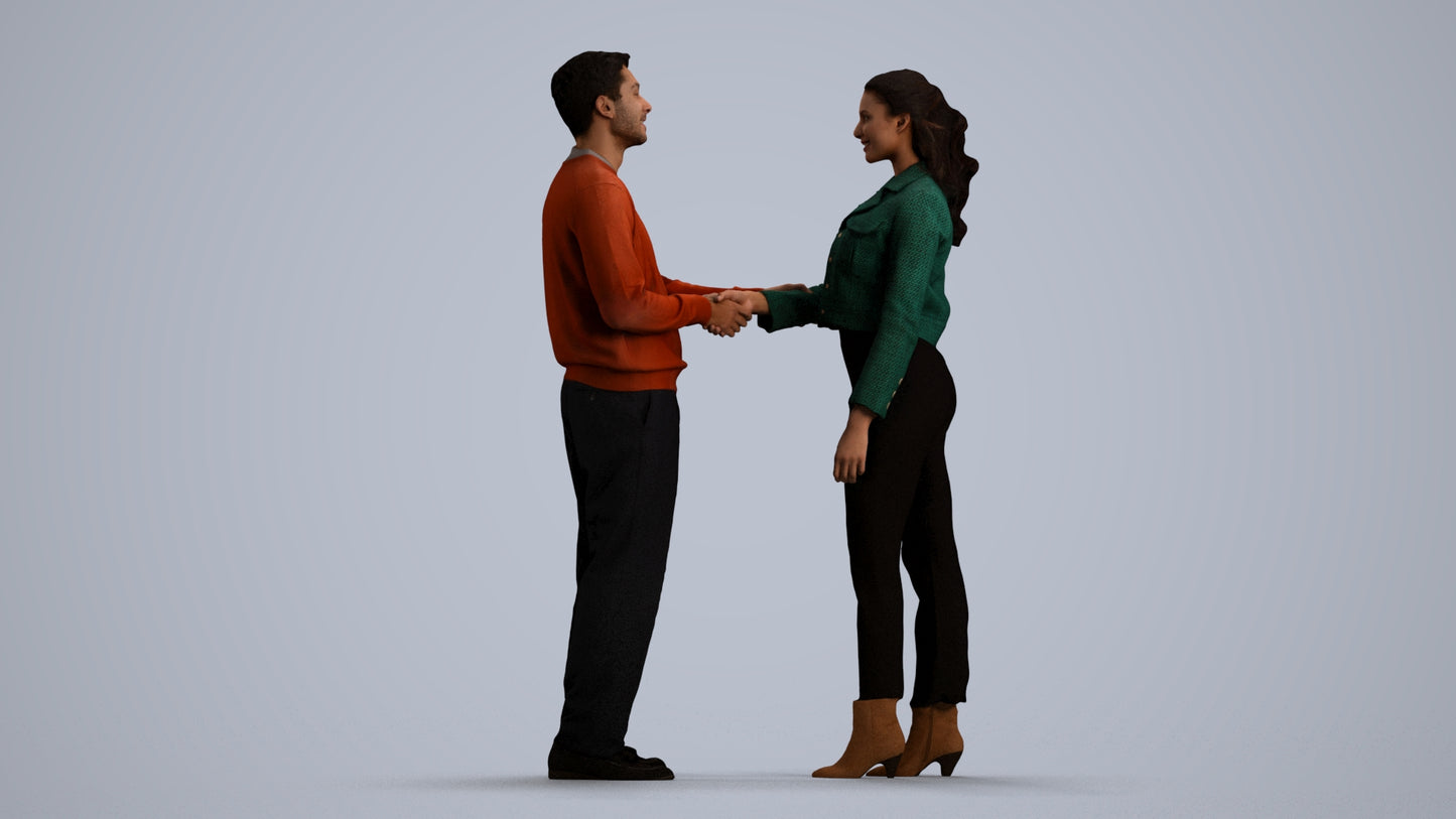 realistic 3D woman business, scanned archviz people for Blender and 3ds Max, front view render