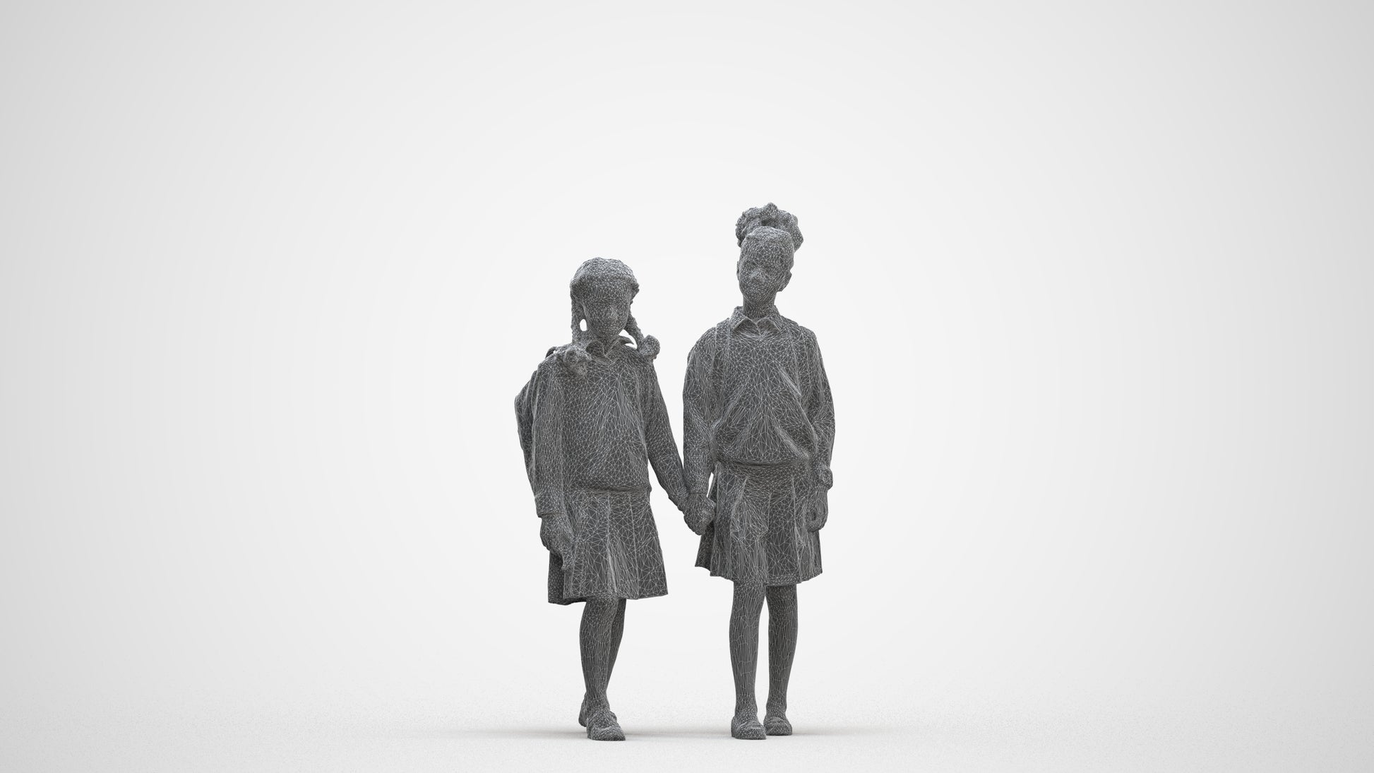 realistic 3D girl kids, scanned archviz people for Blender and 3ds Max, three-quarter front view render