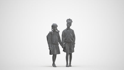 realistic 3D girl kids, scanned archviz people for Blender and 3ds Max, three-quarter front view render