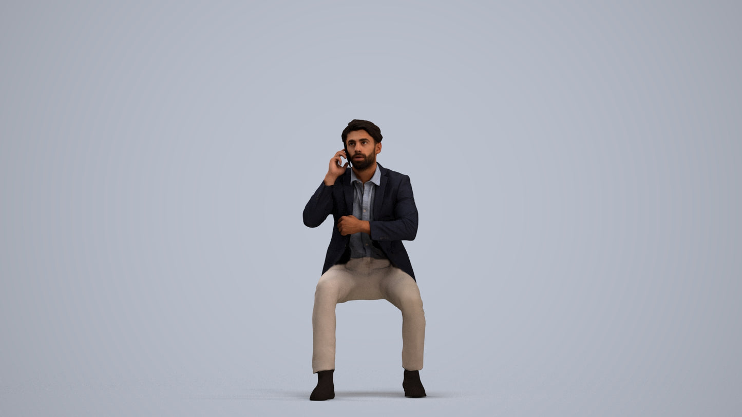 realistic 3D human man business, archviz people FBX OBJ for Blender, standing pose render