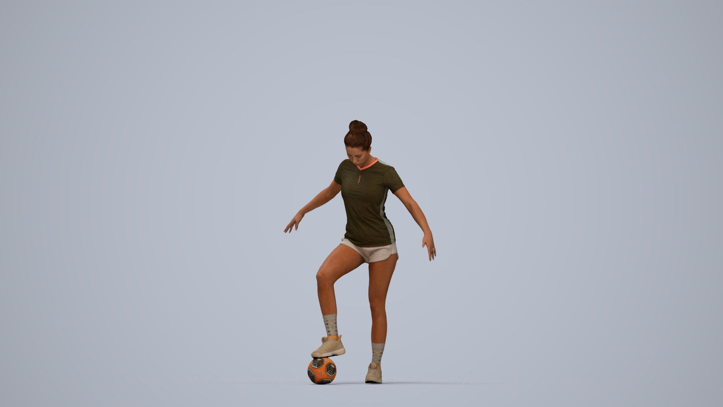 photogrammetry 3D woman sport, realistic human model archviz FBX, top-down view render