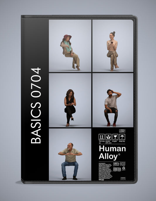 5 3D scanned people sitting, photorealistic archviz pack for Enscape and SketchUp