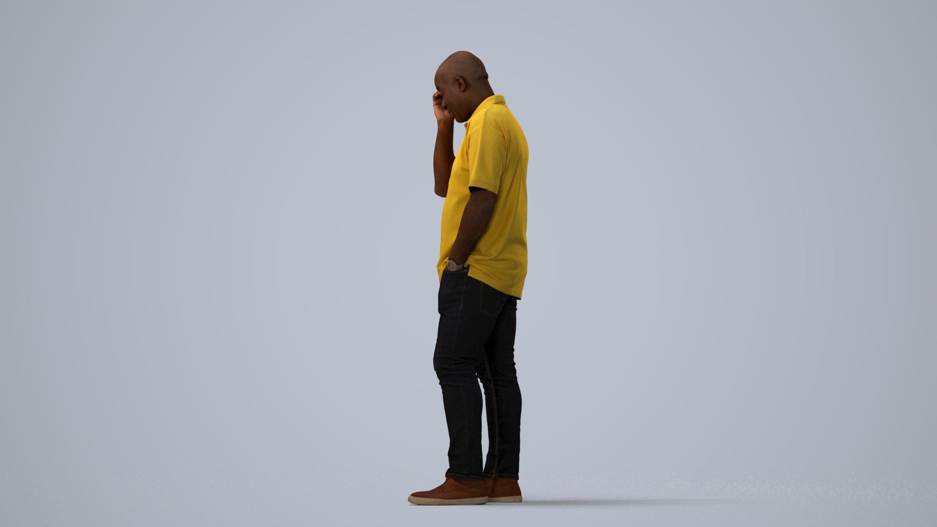 scanned 3D man casual standing, photogrammetry people for Enscape and V-Ray, three-quarter view render