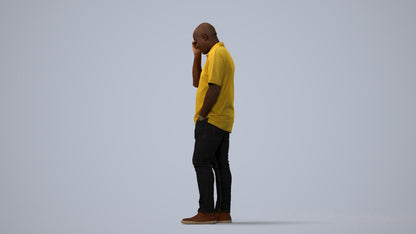 scanned 3D man casual standing, photogrammetry people for Enscape and V-Ray, three-quarter view render