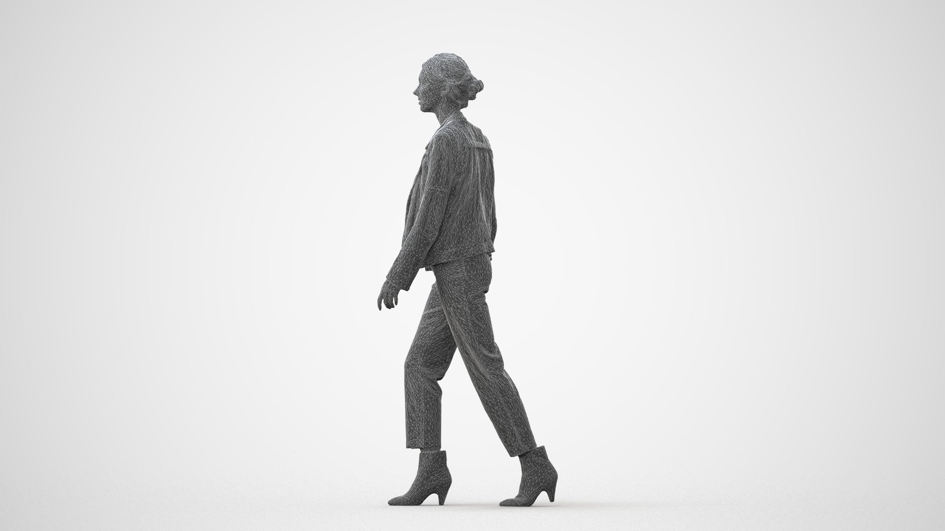3D scanned woman walking business, photorealistic archviz people for Enscape and SketchUp, square thumbnail