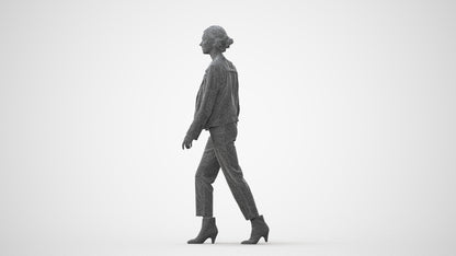 3D scanned woman walking business, photorealistic archviz people for Enscape and SketchUp, square thumbnail