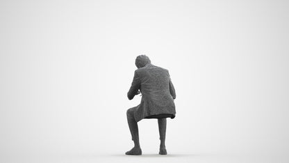 3D people model man business, scanned human for 3ds Max rendering, wireframe front view