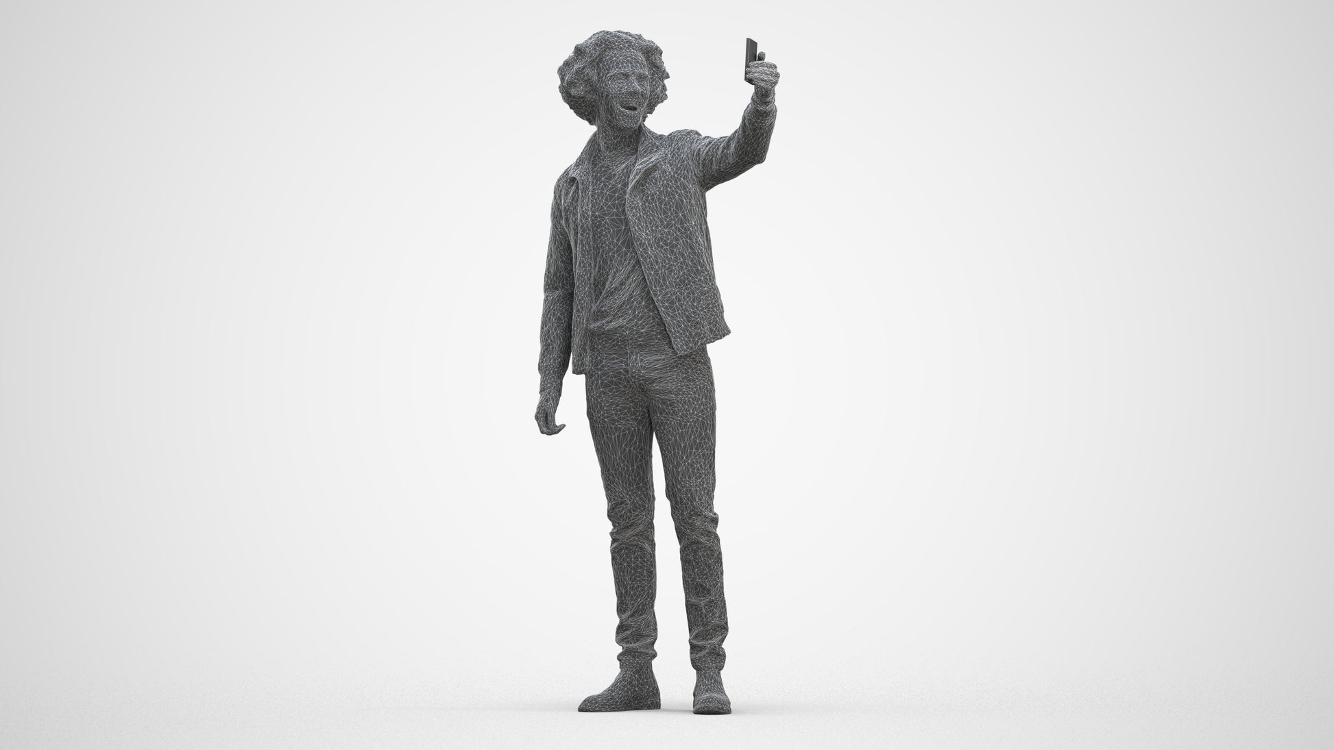 3D people model man casual standing, scanned human for 3ds Max rendering, three-quarter front view render
