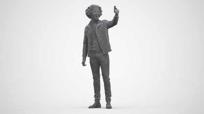 3D people model man casual standing, scanned human for 3ds Max rendering, three-quarter front view render