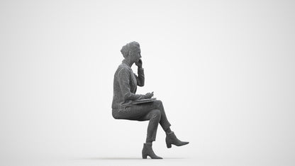photogrammetry 3D woman business, realistic human model archviz FBX, wireframe side view
