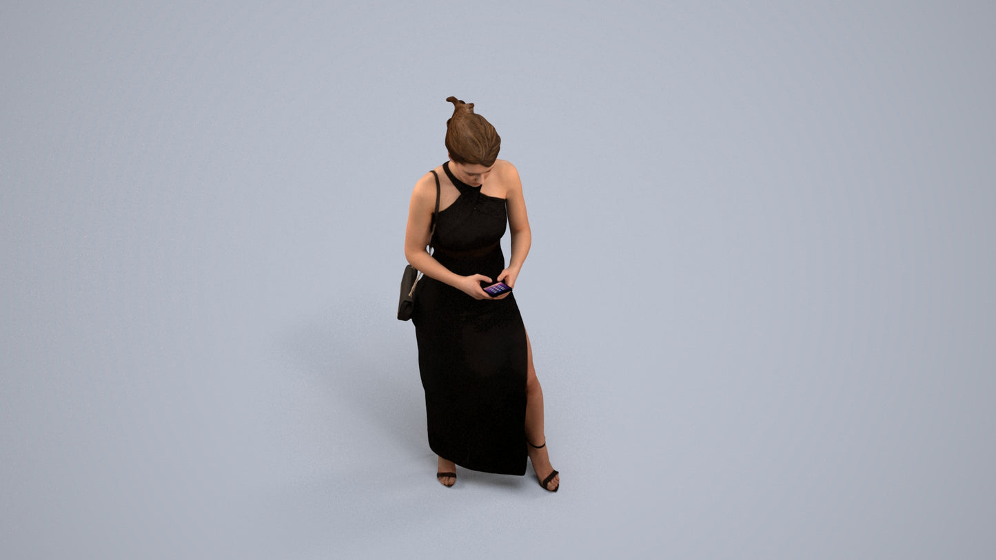 realistic 3D woman formal formalaffairs, scanned archviz people for Blender and 3ds Max, back view render