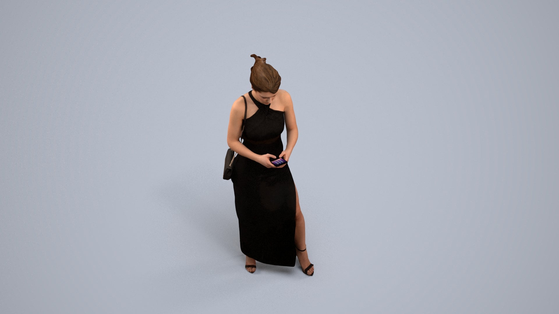 realistic 3D woman formal formalaffairs, scanned archviz people for Blender and 3ds Max, back view render