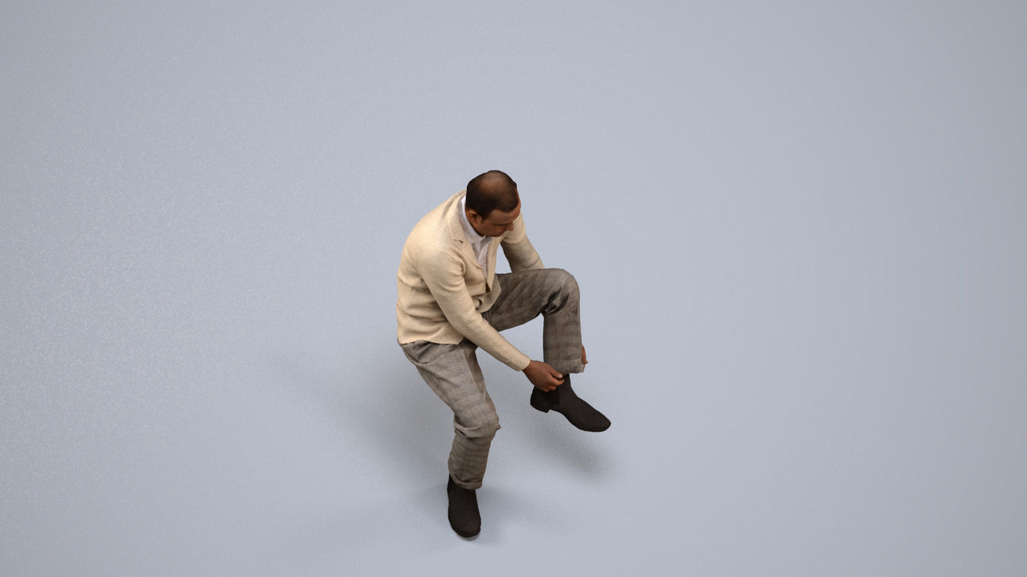 3D scanned woman sitting casual, photorealistic archviz people for Enscape and SketchUp, back view render