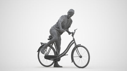 realistic 3D people man casual cycling, render-ready for V-Ray and Corona, FBX OBJ, three-quarter front view render