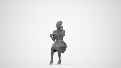 3D scanned woman formalaffairs formal, photorealistic archviz people for Enscape and SketchUp, wireframe back view