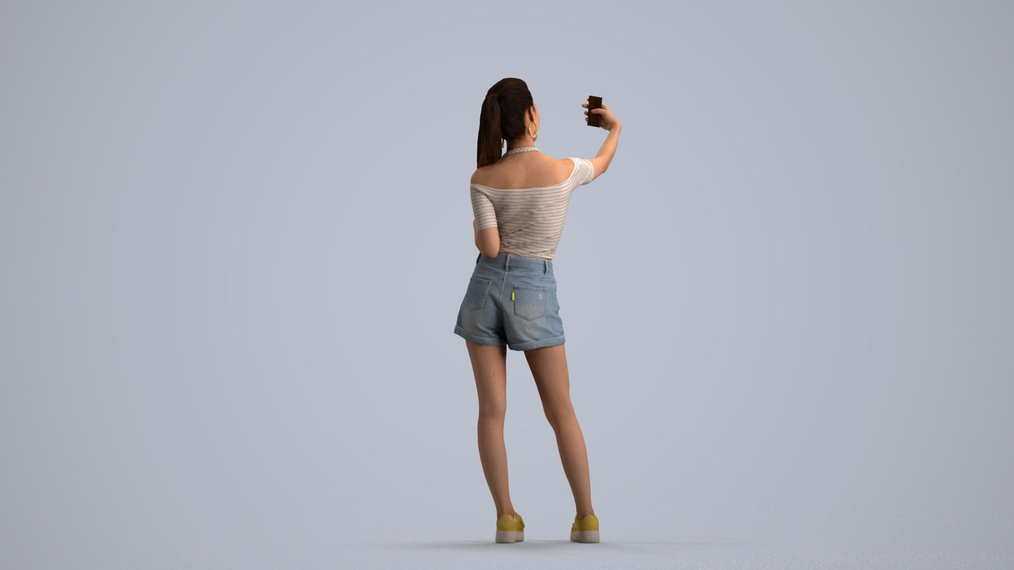 realistic 3D people woman casual standing, render-ready for V-Ray and Corona, FBX OBJ, front view render