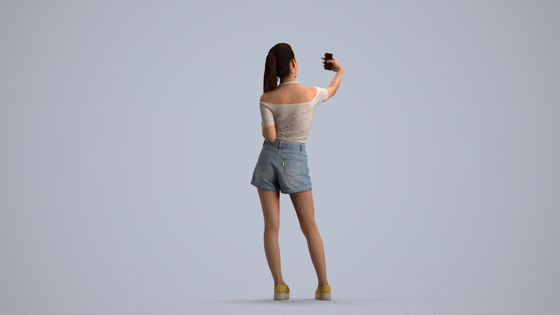 realistic 3D people woman casual standing, render-ready for V-Ray and Corona, FBX OBJ, front view render
