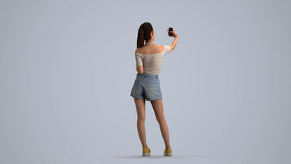 realistic 3D people woman casual standing, render-ready for V-Ray and Corona, FBX OBJ, front view render