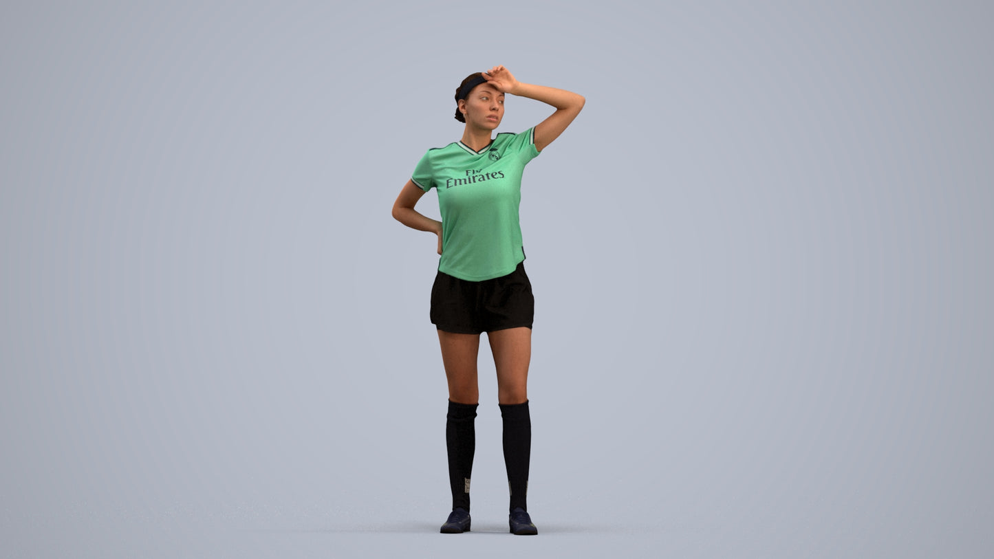 3D scanned woman sport, photorealistic archviz people for Enscape and SketchUp, standing pose render