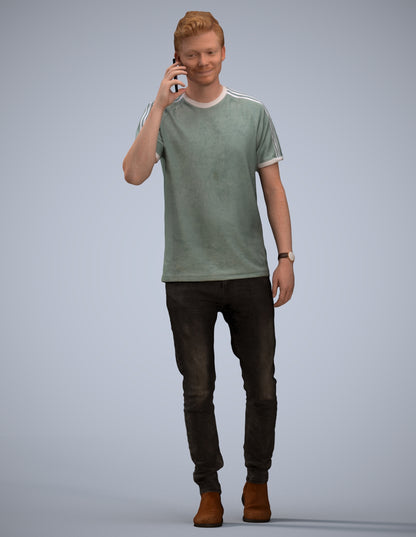 scanned 3D man casual walking, photogrammetry people for Enscape and V-Ray