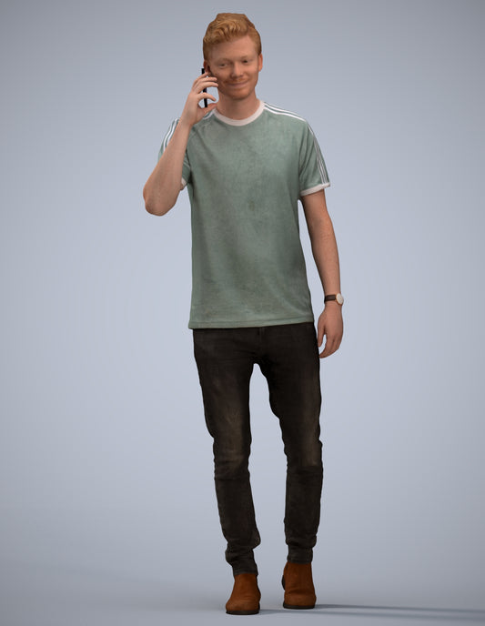 scanned 3D man casual walking, photogrammetry people for Enscape and V-Ray