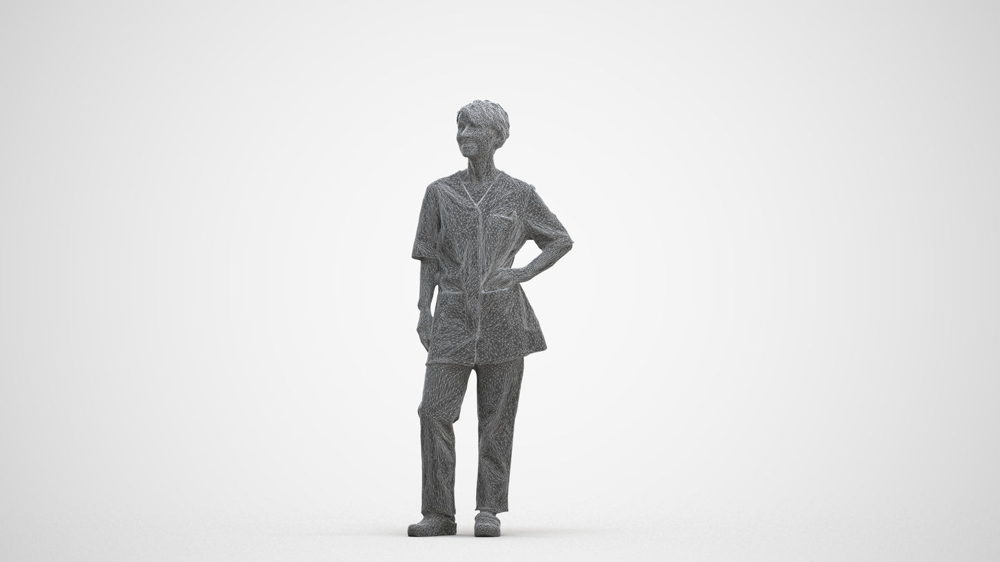 scanned 3D senior woman medical, photogrammetry people for Enscape and V-Ray, three-quarter front view render