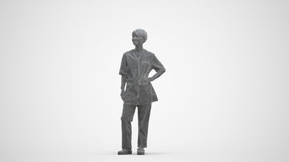 scanned 3D senior woman medical, photogrammetry people for Enscape and V-Ray, three-quarter front view render