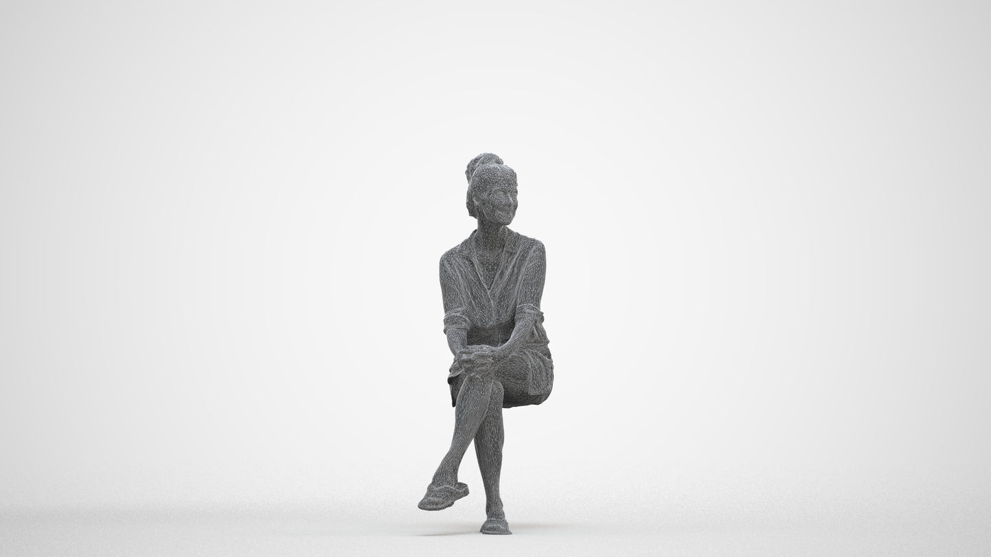 realistic 3D woman casual mix, scanned archviz people for Blender and 3ds Max, three-quarter front view render