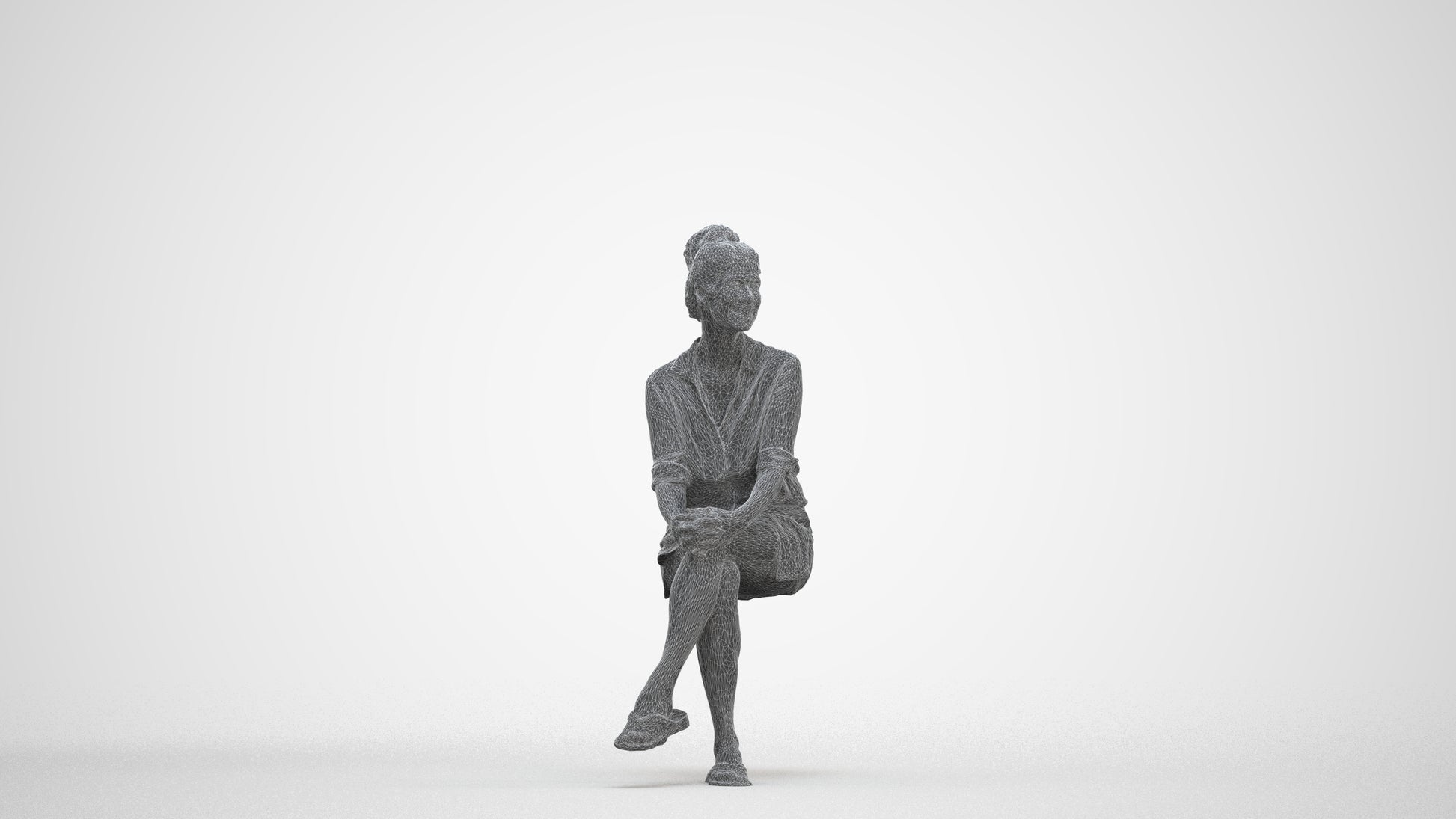 realistic 3D woman casual mix, scanned archviz people for Blender and 3ds Max, three-quarter front view render