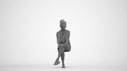 realistic 3D woman casual mix, scanned archviz people for Blender and 3ds Max, three-quarter front view render