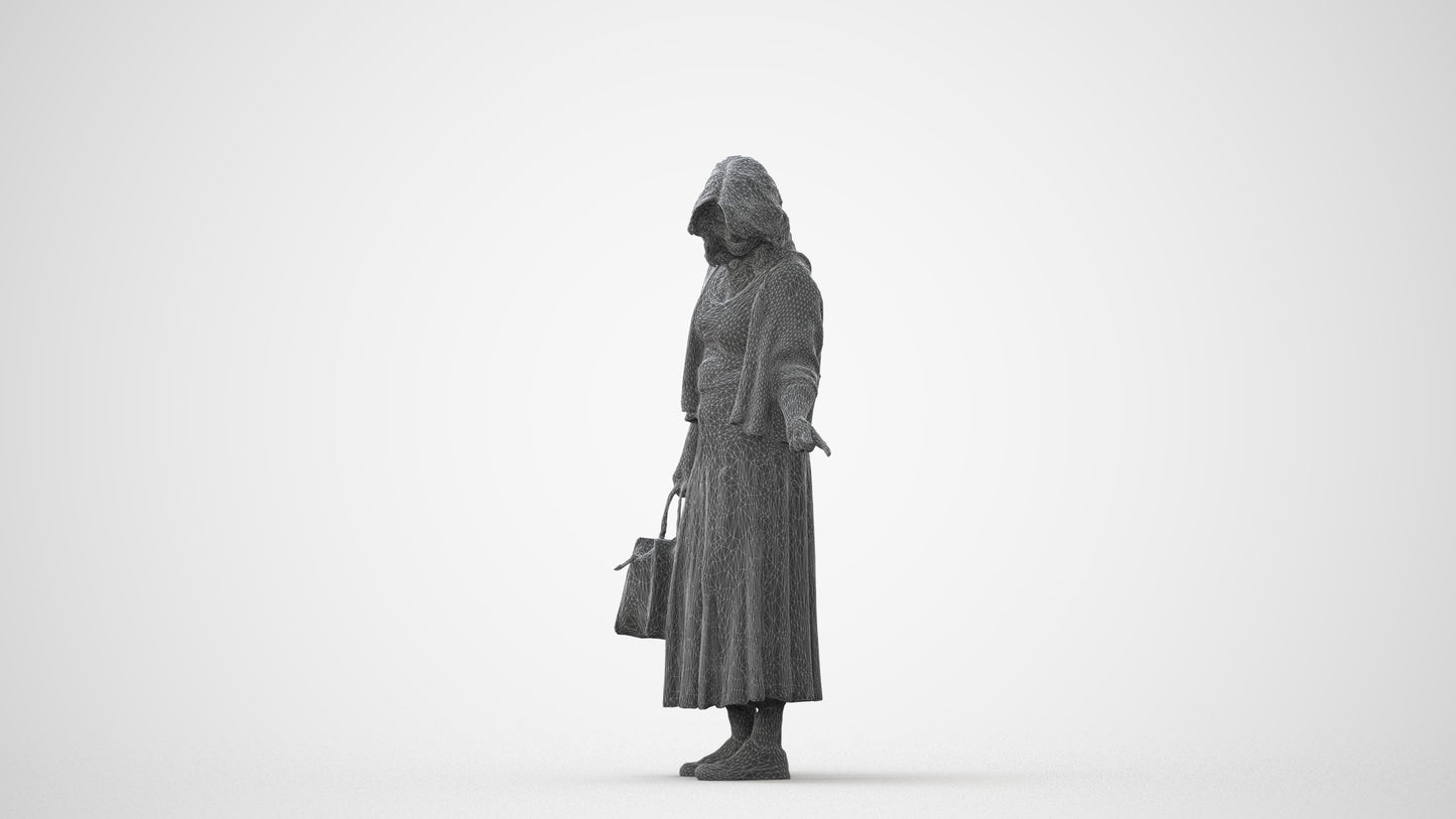 scanned 3D woman casual shopping, photogrammetry people for Enscape and V-Ray, square thumbnail