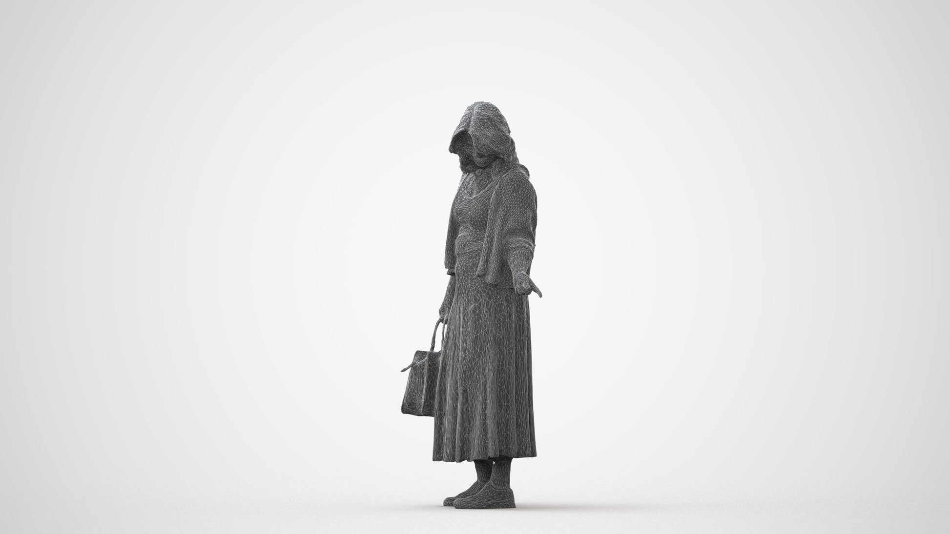 scanned 3D woman casual shopping, photogrammetry people for Enscape and V-Ray, square thumbnail