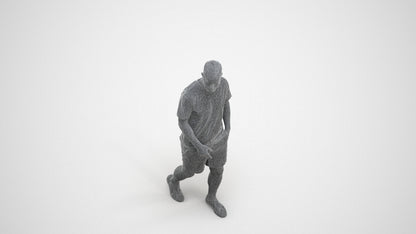 3D scanned man walking casual, photorealistic archviz people for Enscape and SketchUp, wireframe three-quarter view