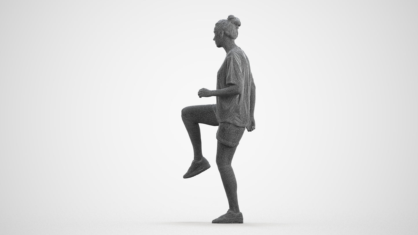 realistic 3D woman sport, scanned archviz people for Blender and 3ds Max, wireframe front view