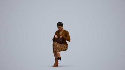 3D scanned woman sitting casual, photorealistic archviz people for Enscape and SketchUp, standing pose render
