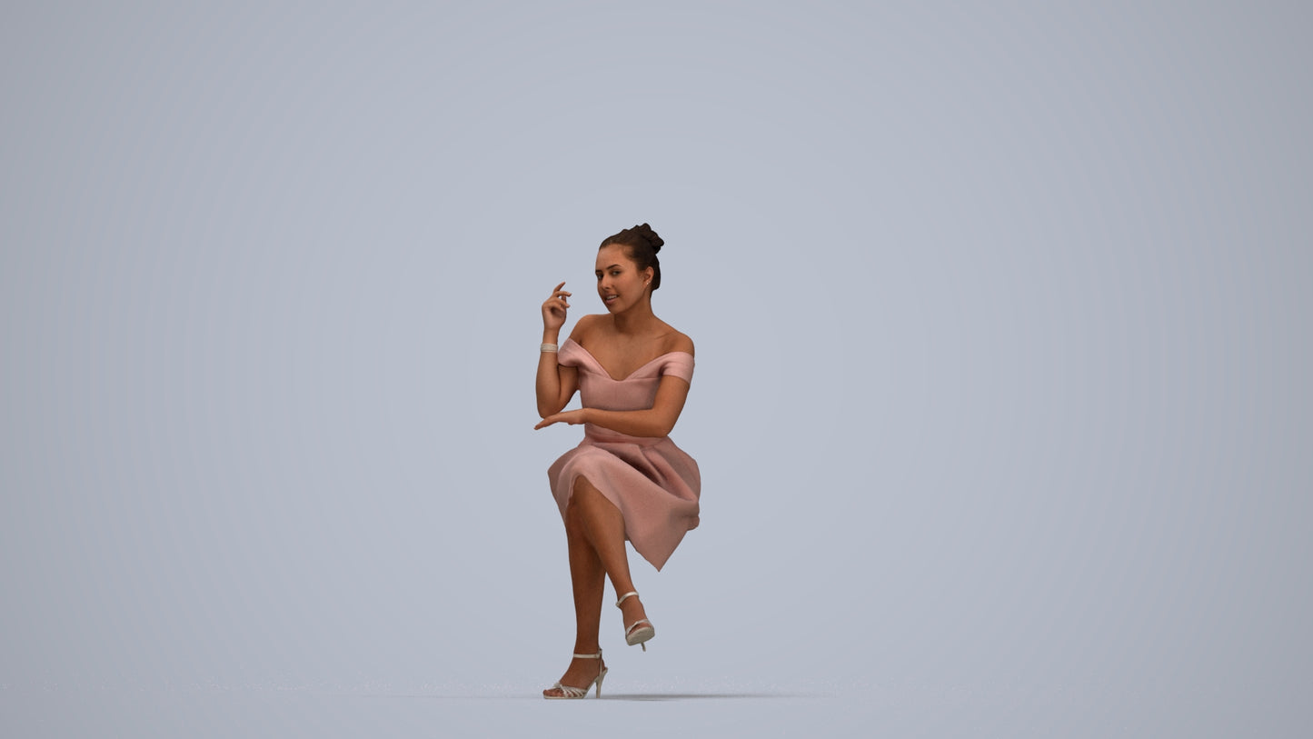 3D people model woman formal formalaffairs, scanned human for 3ds Max rendering, top-down view render