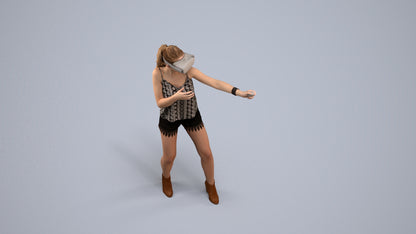 scanned 3D girl casual standing, photogrammetry people for Enscape and V-Ray, back view render