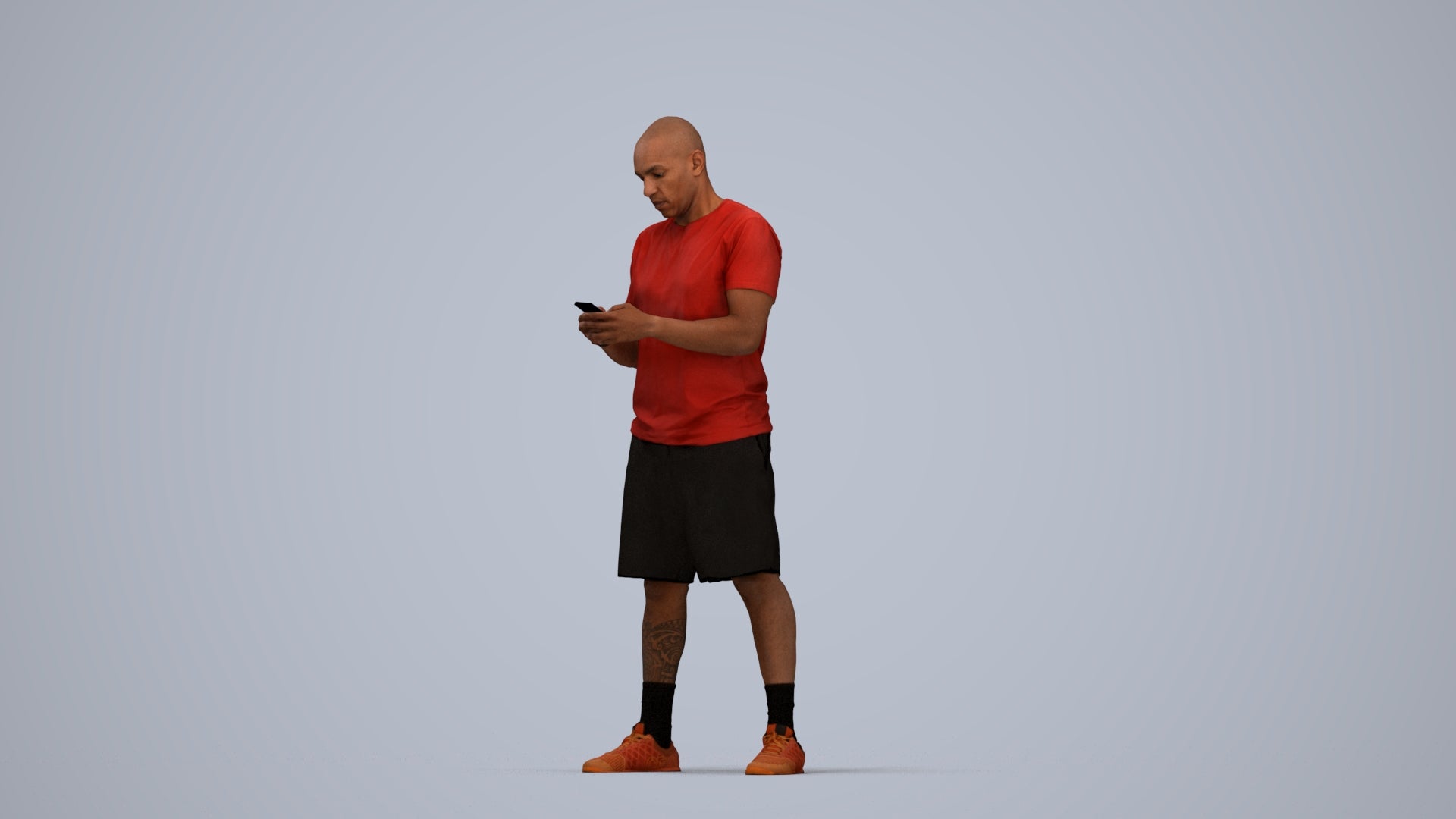 realistic 3D human man sport, archviz people FBX OBJ for Blender, top-down view render