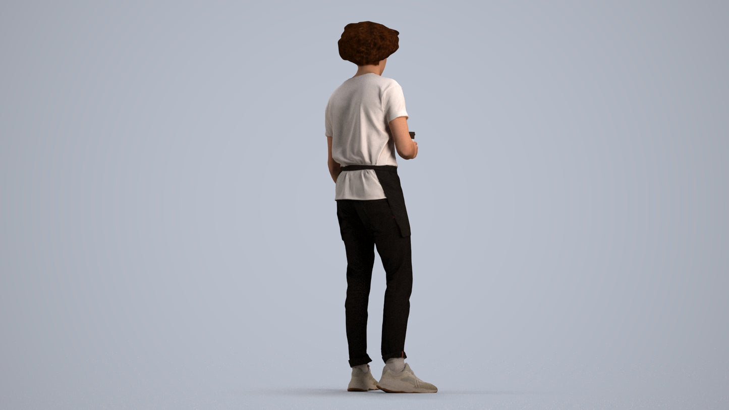 3D scanned man standing, photorealistic archviz people for Enscape and SketchUp, front view render