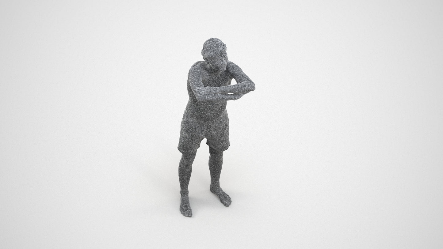 realistic 3D man pool, scanned archviz people for Blender and 3ds Max, wireframe three-quarter view
