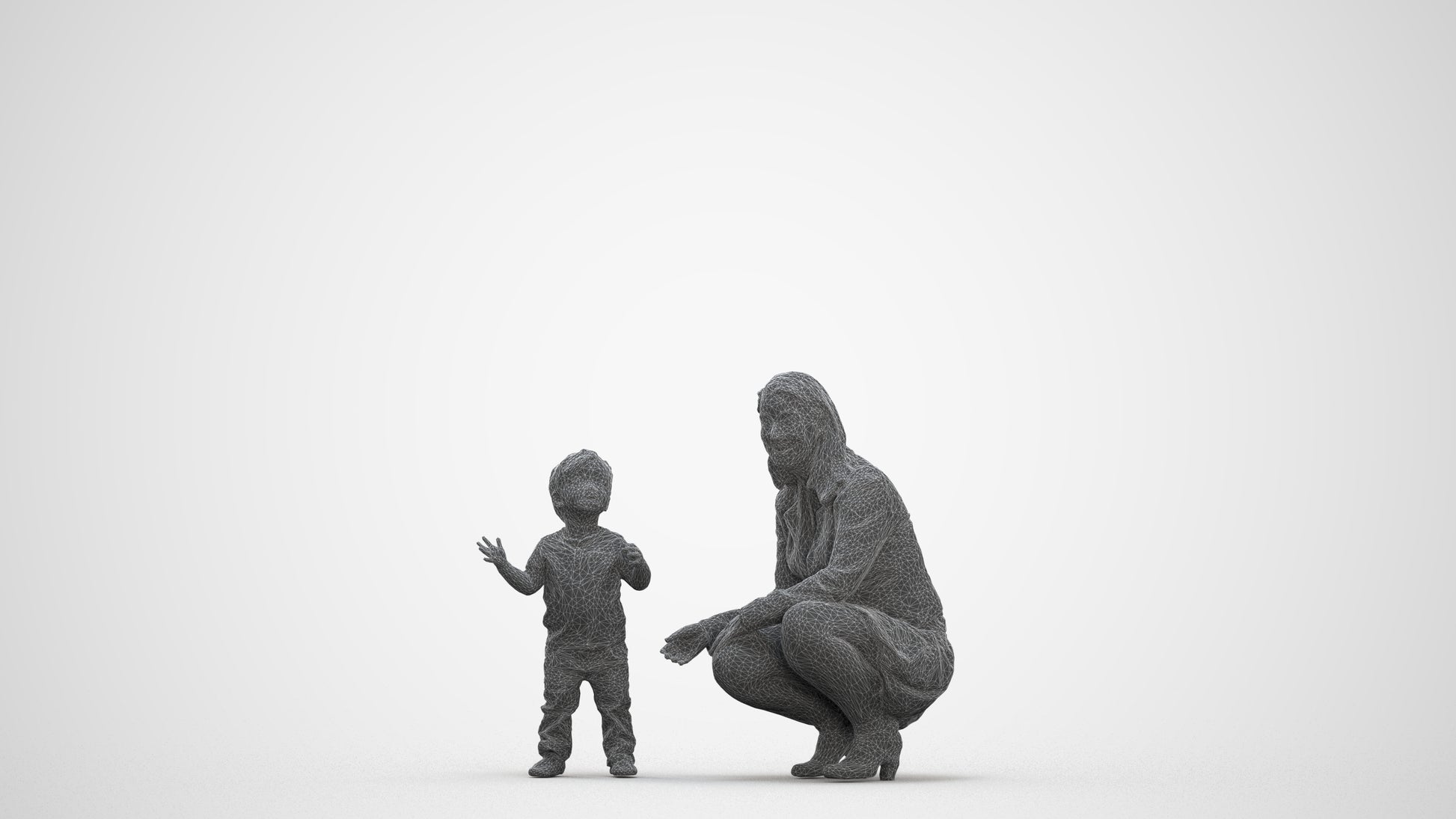 scanned 3D girl casual kids, photogrammetry people for Enscape and V-Ray, three-quarter front view render
