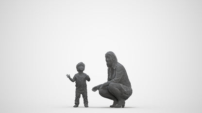 scanned 3D girl casual kids, photogrammetry people for Enscape and V-Ray, three-quarter front view render