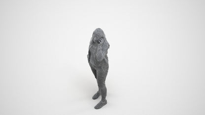 scanned 3D woman casual standing, photogrammetry people for Enscape and V-Ray, wireframe three-quarter view