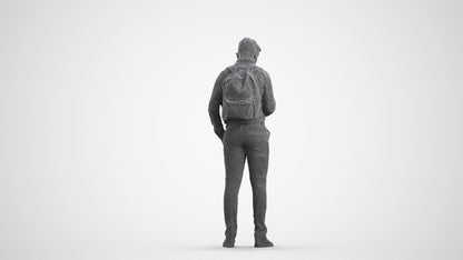3D people model boy kids, scanned human for 3ds Max rendering, wireframe front view
