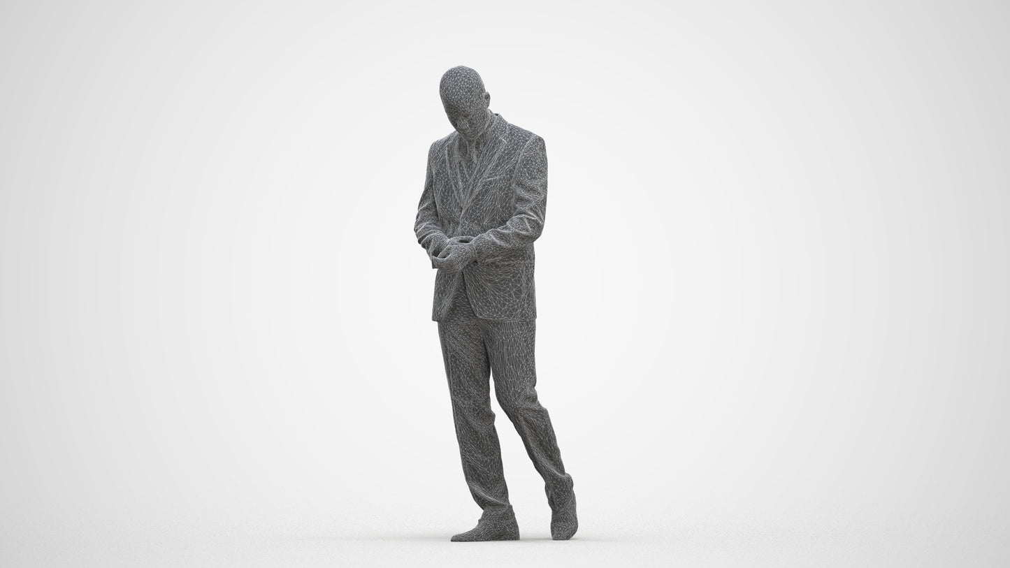 realistic 3D people man business, render-ready for V-Ray and Corona, FBX OBJ, three-quarter front view render