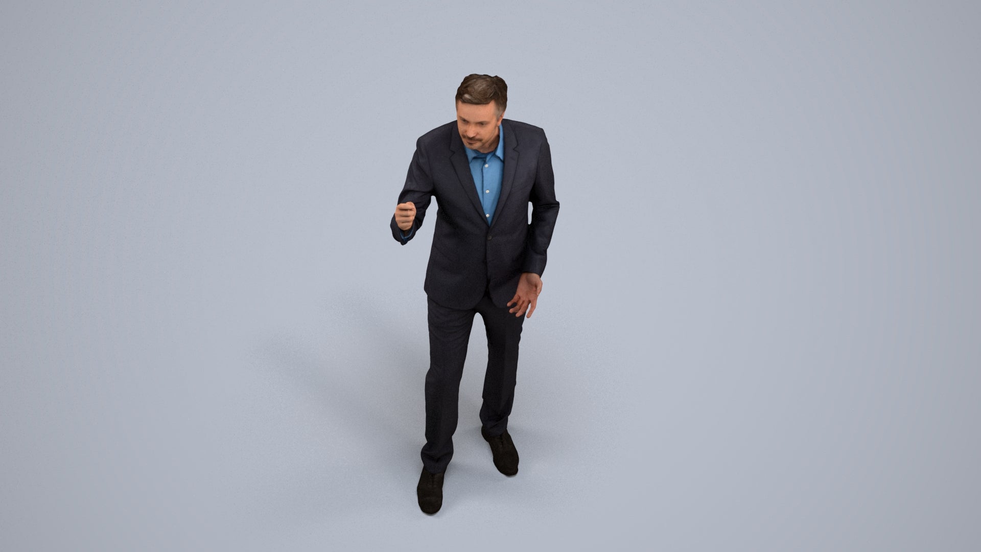 realistic 3D human man business, archviz people FBX OBJ for Blender, back view render