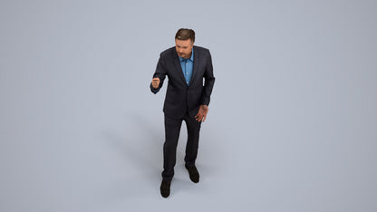 realistic 3D human man business, archviz people FBX OBJ for Blender, back view render